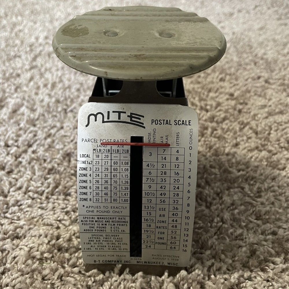 Vintage Mite Postal Scale, B-T Company Inc, Milwaukee Wisconsin WORKS